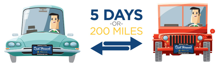 5 days or 200 miles